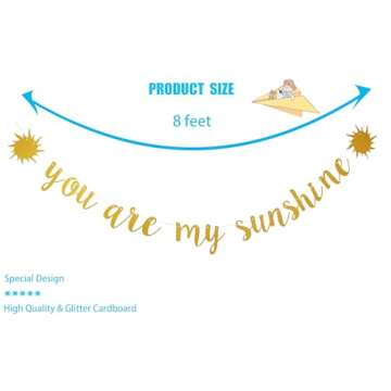You are My Sunshine Banner Gold Glitter, Sunshine Baby Shower Banner Decorations, You are My Sunshine Banner for Kids Boys Girls Birthday Party Decorations Supplies