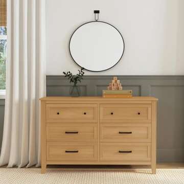 DaVinci Beau 6-Drawer Dresser in Honey, GREENGUARD Gold Certified, Easy Assembly