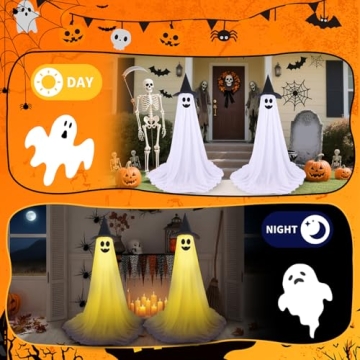 Halloween Decorations Outdoor Ghost Kit - 2 Pack DIY Halloween Decor Spooky Ghost Decor with 50 LED ...