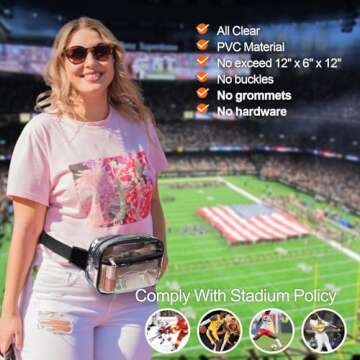 Veckle Clear Belt Bag - Clear Fanny Pack Stadium Approved for Sports and Festivals