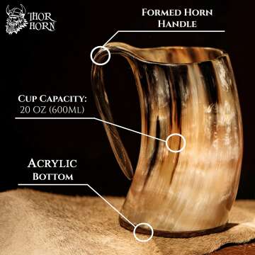 Thor Horn Viking Drinking Horn - Unique Cup for Drinks