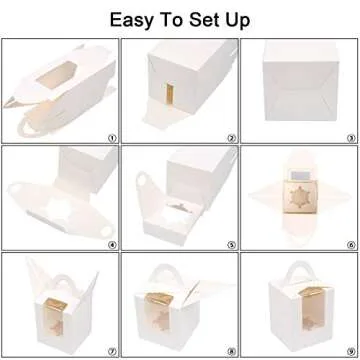 60 PCS Cupcake Boxes with Window and Handle for Events