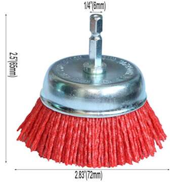 FPPO 3Pcs 3 Inch Assorted Cup Brushes Abrasive Wire Nylon Cup Brush for Drill,Grit 80 120 320 with 1/4" Shank,Rotary Brushes for Machines