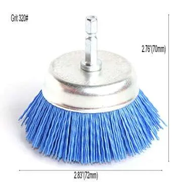 FPPO 3Pcs 3 Inch Assorted Cup Brushes Abrasive Wire Nylon Cup Brush for Drill,Grit 80 120 320 with 1/4" Shank,Rotary Brushes for Machines