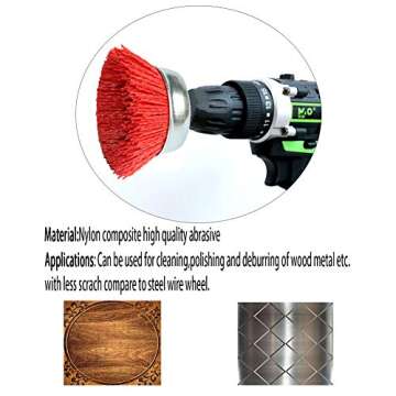 FPPO 3Pcs 3 Inch Assorted Cup Brushes Abrasive Wire Nylon Cup Brush for Drill,Grit 80 120 320 with 1/4" Shank,Rotary Brushes for Machines