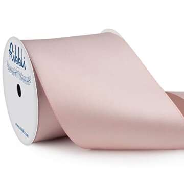 Ribbli Vanilla Double Faced Satin Ribbon, 3” x 10 Yards for Bows, Gift Wrapping, Wedding Decoratio...