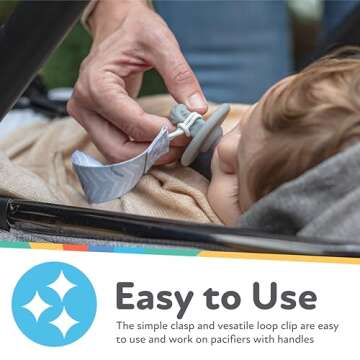 Nuby Pacifinder Baby Pacifier Clip - (2-Pack) - Pacifier Holder Clip with Convenient Hook Loop - Blu...