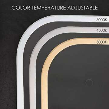 BV 36 x 48 Inch Backlit/Front lit Bathroom LED Vanity Mirror Horizontal/Vertical Wall Mounted LED Mirror with Light 3-Color, 3000K-6000K Warm White, Dimmable Touch Button, Anti-Fog Function