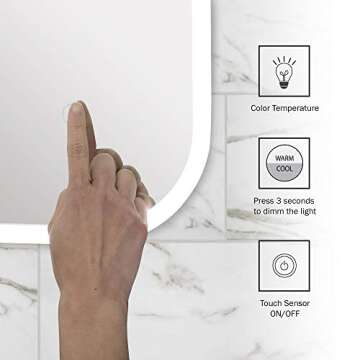 BV 36 x 48 Inch Backlit/Front lit Bathroom LED Vanity Mirror Horizontal/Vertical Wall Mounted LED Mirror with Light 3-Color, 3000K-6000K Warm White, Dimmable Touch Button, Anti-Fog Function