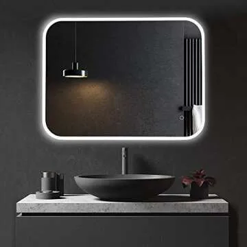 BV 36 x 48 Inch Backlit/Front lit Bathroom LED Vanity Mirror Horizontal/Vertical Wall Mounted LED Mirror with Light 3-Color, 3000K-6000K Warm White, Dimmable Touch Button, Anti-Fog Function