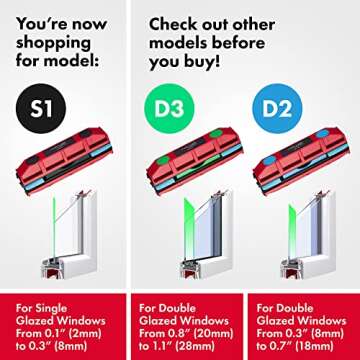 Tyroler Magnetic Window Cleaner | for Single-Glazed Windows 0.1"-0.3" ONLY | The Glider S-1 Glass Cleaner | 3M Anti-Fall Rope | Double-Sided Cleaning