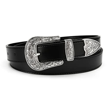 Black Belt Women - 1.1" CR Western Belts For Woman Leather Belts Cowboy Belt - Country Belts For Wom...