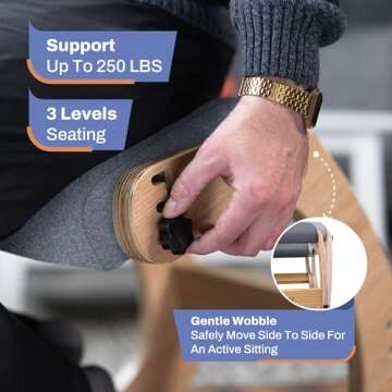 NYPOT Ergonomic Kneeling Chair - Rocking Office Chair Adjustable Stool - Knee Chair Posture Chair - Wooden Desk Chair, Ergonomic Chair for Home Office, Office Chair for Back Pain (Grey)