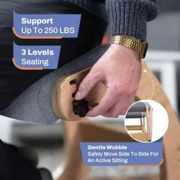 NYPOT Ergonomic Kneeling Chair - Rocking Office Chair Adjustable Stool - Knee Chair Posture Chair - Wooden Desk Chair, Ergonomic Chair for Home Office, Office Chair for Back Pain (Grey)