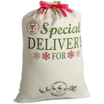 Christmas Bag Santa Sacks For Gift Burlap Extra Large 19.7" X 26.8"with Drawstring For Xmas Presents...