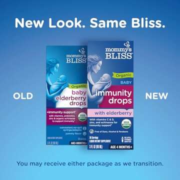 Mommy's Bliss Organic Baby Elderberry Drops, Immune Support with Vitamins, Prebiotics, Zinc & Organic Echinacea, Age 4 Months +, 3 Fl Oz (36 Servings)