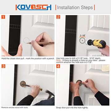 KOVOSCH Closet Door Finger Pulls - Black Steel and Easy to Install