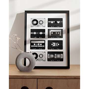 HAUS AND HUES Cassette Tape Poster, Music Wall Art, Retro Wall Decor, Vintage Poster, Music Art, 90s Poster, Record Wall Decor, Music Room Decor, 90s Decor (Black Frame, 12x16)