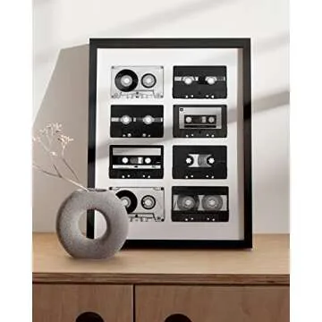 HAUS AND HUES Cassette Tape Poster, Music Wall Art, Retro Wall Decor, Vintage Poster, Music Art, 90s Poster, Record Wall Decor, Music Room Decor, 90s Decor (Black Frame, 12x16)