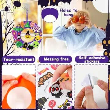 24 Sets Halloween Foam Wreath Craft Kit for Kids