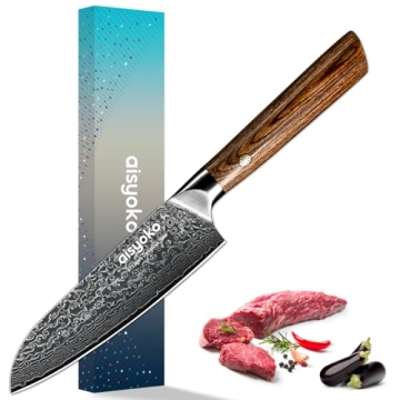 aisyoko Santoku Knife 5 inches-Japan VG-10 Super Steel 67 Layer Damascus Steel-Sharp Kitchen Knife-L...