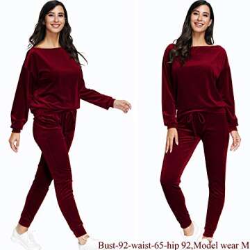 Fixmatti Red Velour Two Piece Cold Shoulder Sweatset