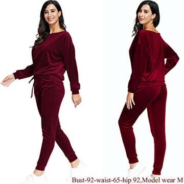 Fixmatti Red Velour Two Piece Cold Shoulder Sweatset