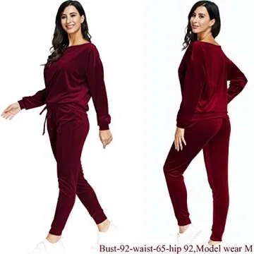 Fixmatti Red Velour Two Piece Cold Shoulder Sweatset