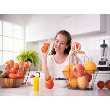 Axe Sickle 6 Pcs 4 Ounce Juice Bottles Plastic Milk Bottles Bulk Beverage Containers with Tamper Evident Caps Lids White for Milk, Juice, Drinks and Other Beverage Containers