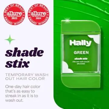 Hally Hair Temporary Hair Color, Shade Stix (Green) - 12 ml Washable Hair Chalk for Kids, Teens & Ad...