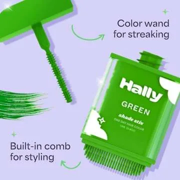 Hally Hair Temporary Color Shade Stix Green - Easy Washable Dye
