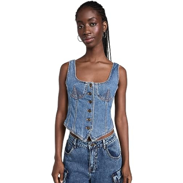 Lioness Blue Denim Corset: Stylish & Comfortable Evening Wear