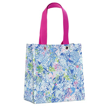 Lilly Pulitzer Market Shopper Bag, Reusable Grocery Tote with Comfortable Shoulder Straps, Lion Around
