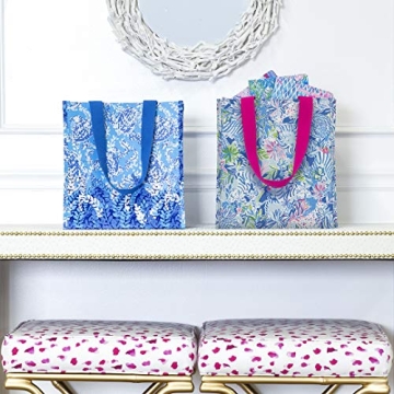 Lilly Pulitzer Market Shopper Bag, Reusable Grocery Tote with Comfortable Shoulder Straps, Lion Around