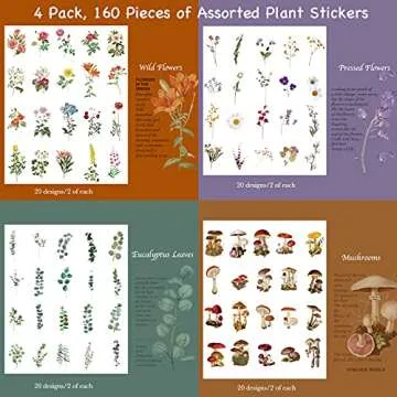 Knaid Flower Eucalyptus Sticker Set for Crafting 160 Pieces