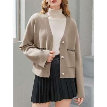 Saodimallsu Women's Trendy Loose Knit Cardigan with Pockets