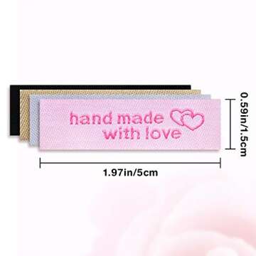 120 Pieces Personalized Sewing Labels Sew on Clothing Labels Handmade Interlocking Heart Pattern Lab...