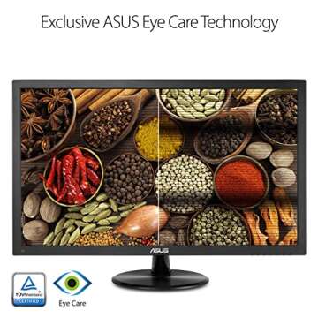 ASUS VP248QG 24” Full HD 1920x1080 1ms DP HDMI VGA Adaptive Sync/FreeSync Eye Care Monitor, BLACK