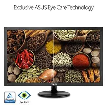 ASUS VP248QG 24” Full HD 1920x1080 1ms DP HDMI VGA Adaptive Sync/FreeSync Eye Care Monitor, BLACK