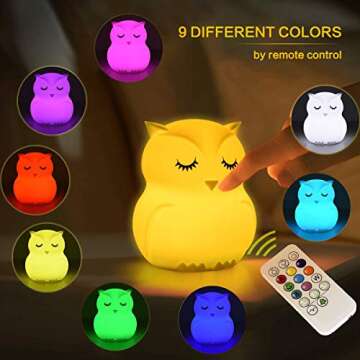 Owl Night Light for Kids Baby Silicone Night Light LED Nursery Lamp Dimmable Baby Night Light with T...