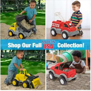 American Plastic Toys Kids’ Red Gigantic Fire Truck, Removal Ladder, Extendable Bucket, Large Knobby Wheels, Fit for Indoors & Outdoors, for Ages 2+