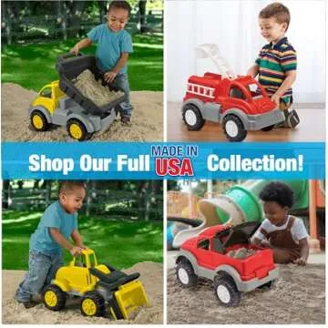 American Plastic Toys Kids’ Red Gigantic Fire Truck, Removal Ladder, Extendable Bucket, Large Knobby Wheels, Fit for Indoors & Outdoors, for Ages 2+