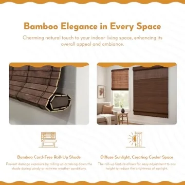 Stylish Radiance Cordless Bamboo Window Blinds for Home