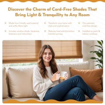 Stylish Radiance Cordless Bamboo Window Blinds for Home