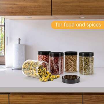 testyu 8 oz Plastic Storage Jars with Airtight Lids