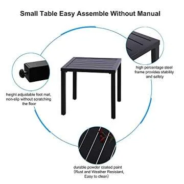 PHI VILLA Stylish Metal Square Side End Table for Patio