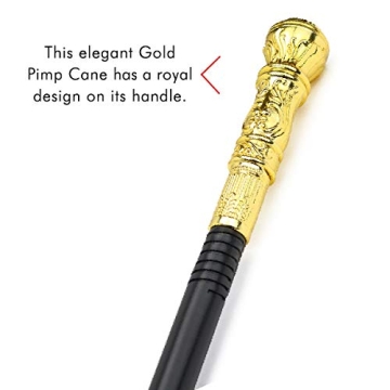 Skeleteen Gold Walking Cane for Kids and Adults - Costume Accessory