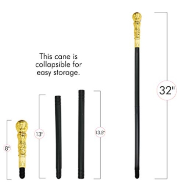 Skeleteen Gold Walking Cane for Kids and Adults - Costume Accessory