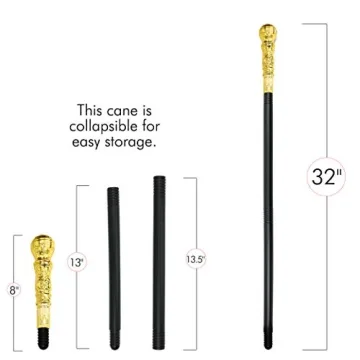 Skeleteen Gold Walking Cane for Kids and Adults - Costume Accessory