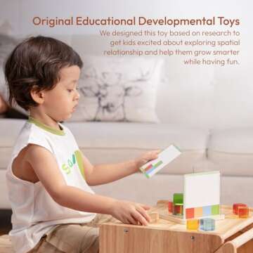 Woodtoe Rainbow Building Blocks for Kids, 3D Spatial Projection Game with 16 PCS Rainbow Gem Cubes, ...